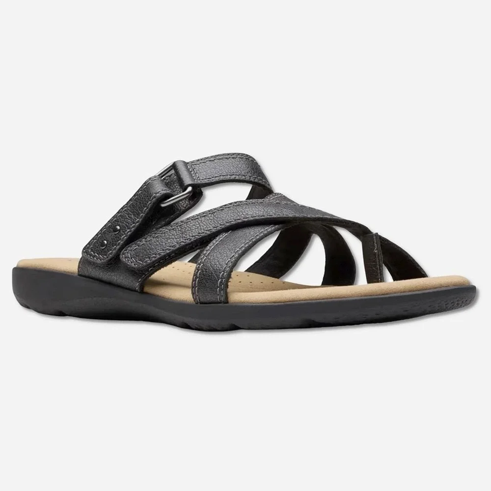 Clarks Elizabelle Bay Leather Sandals - NWT‎ Womens Size 8.5 Black - #49242-ZZ5